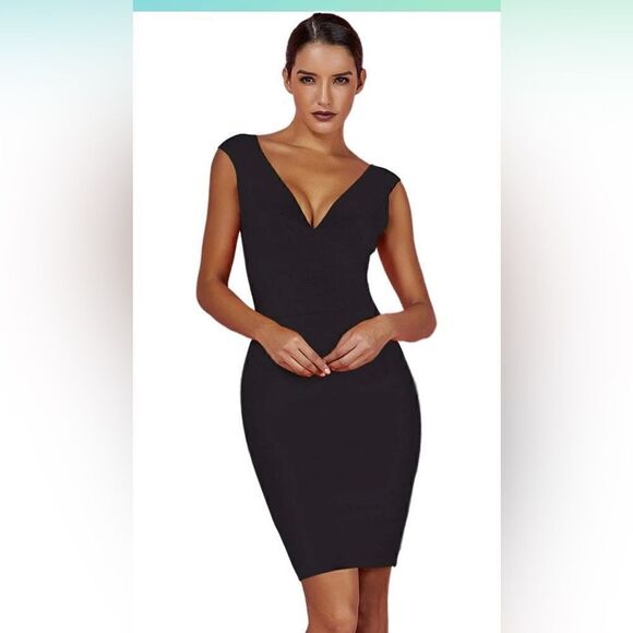 Dresses & Skirts - Women Rayon V-Neck Cross Front Bodycon Club Night Out Bandage Dress S new